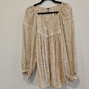 Old Navy Floral Cream and Brown Top